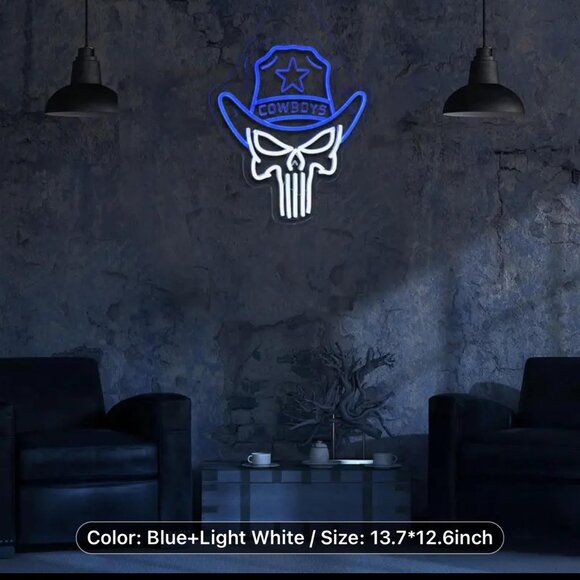 COWBOYS SKULL NEON LED SIGN - Picture 4 of 6